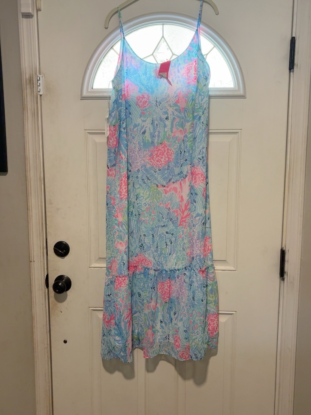 Lilly Pulitzer Yinni Maxi Dress Sink or Swim Blue Pink Size L NWT